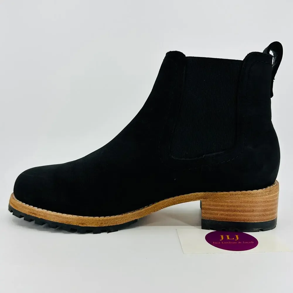 Patina Portland Leather Women's Classic Chelsea Shadow Black Nubuck Boots Size 8
